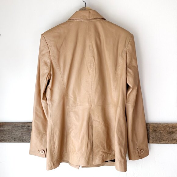 NWT Bod & Chritensen AURIANA Single Breasted Leather Blazer L Sand - Picture 4 of 15